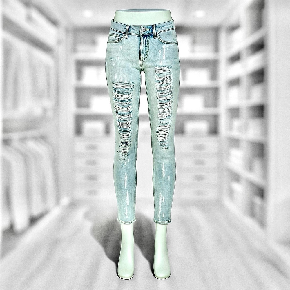 GUESS Silver Foil Skinny Distressed Jeans